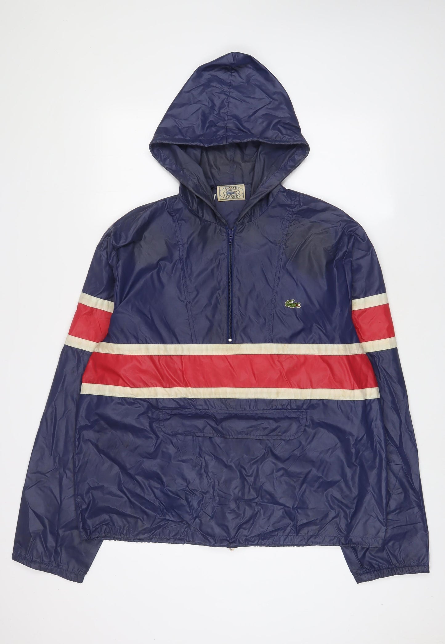 Lacoste IZOD Mens Blue Windbreaker Jacket Size L Zip - Logo, Embroidered
