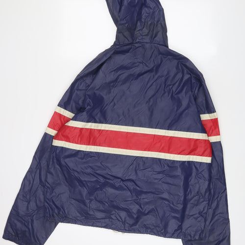 Lacoste IZOD Mens Blue Windbreaker Jacket Size L Zip - Logo, Embroidered