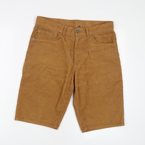 Marks and Spencer Mens Brown Camel Bermuda Shorts Size 32 in L12 in Regular Zip