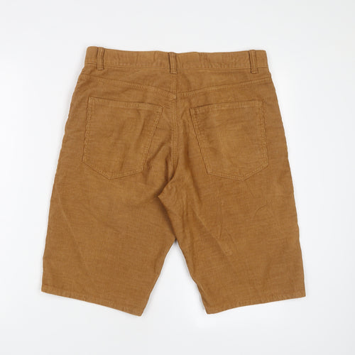 Marks and Spencer Mens Brown Camel Bermuda Shorts Size 32 in L12 in Regular Zip