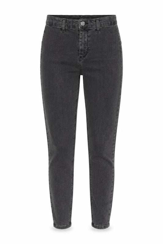 Front view of Topshop women’s grey cotton skinny jeans, size UK 26, in, 26-inch leg regular zip