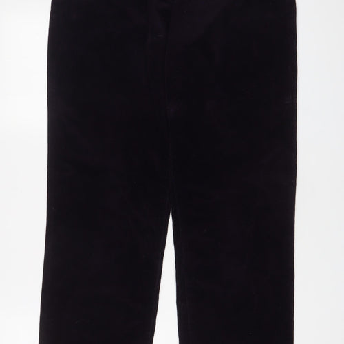 DASH Womens Purple Cotton Trousers Size 14 L29 in Regular Zip