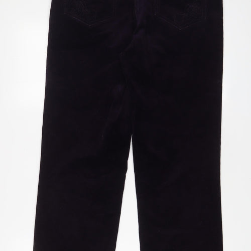 DASH Womens Purple Cotton Trousers Size 14 L29 in Regular Zip