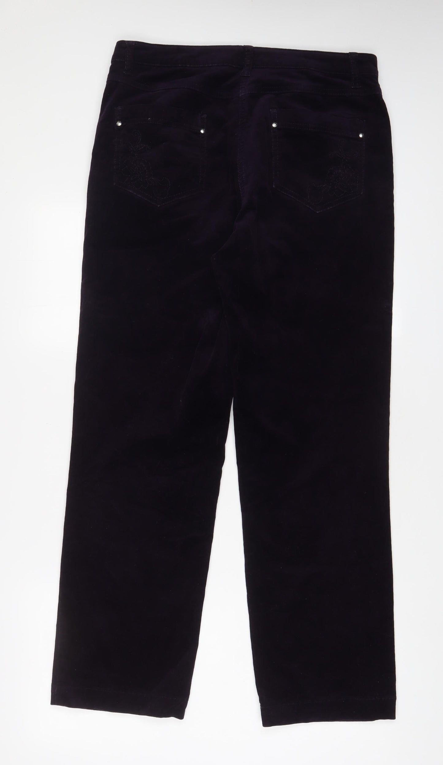 DASH Womens Purple Cotton Trousers Size 14 L29 in Regular Zip