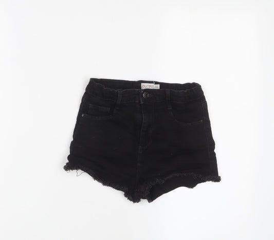 outfit Girls Black Cotton Bermuda Shorts Size 9 Years Regular Zip - Adjustable waist, Pockets