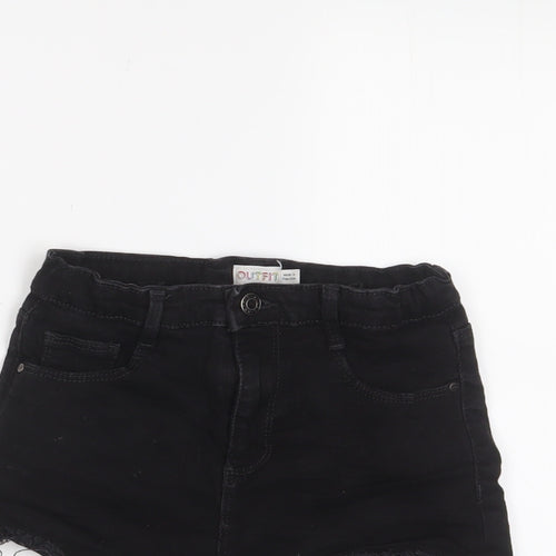 outfit Girls Black Cotton Bermuda Shorts Size 9 Years Regular Zip - Adjustable waist, Pockets