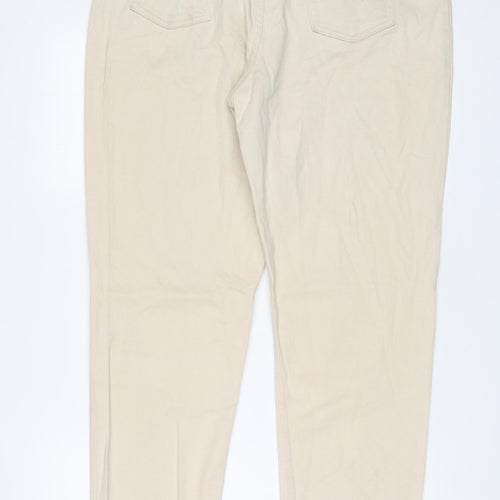 Marks and Spencer Womens Beige Cotton Straight Jeans Size 18 L31 in Regular Zip