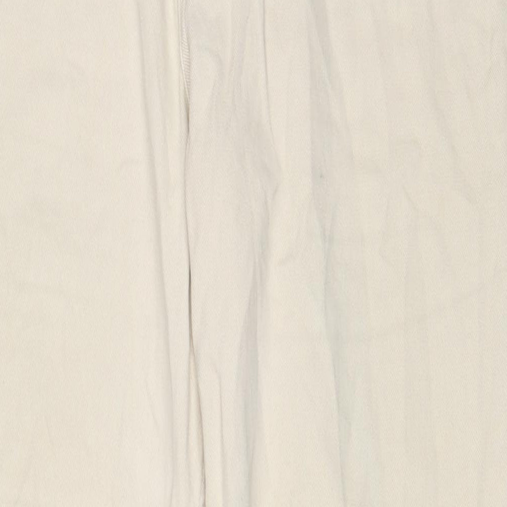 Marks and Spencer Womens Beige Cotton Straight Jeans Size 18 L31 in Regular Zip