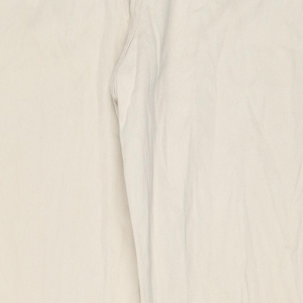 Marks and Spencer Womens Beige Cotton Straight Jeans Size 18 L31 in Regular Zip