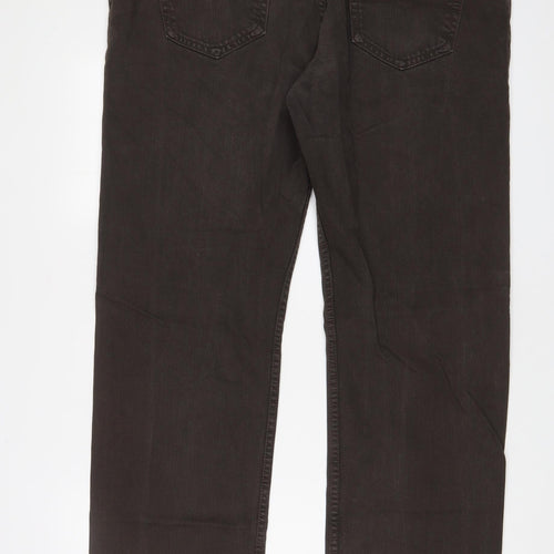 Blue Harbour Mens Brown Cotton Straight Jeans Size 42 in L31 in Regular Zip
