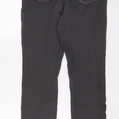 New Look Womens Grey Cotton Straight Jeans Size 16 L31 in Regular Zip