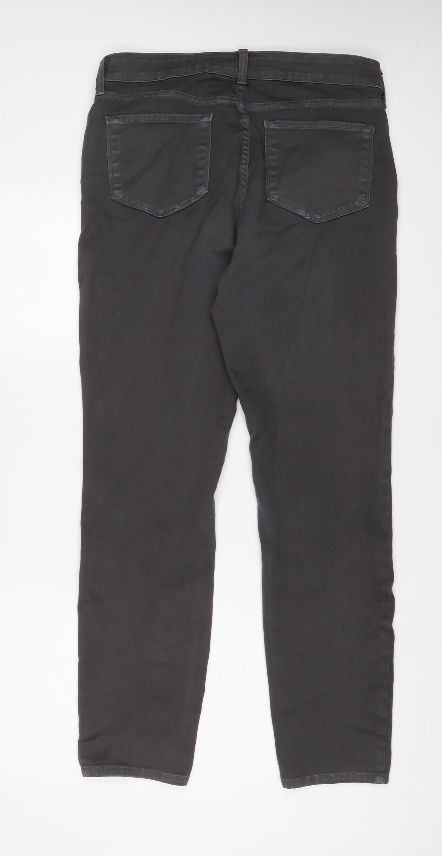 New Look Womens Grey Cotton Straight Jeans Size 16 L31 in Regular Zip