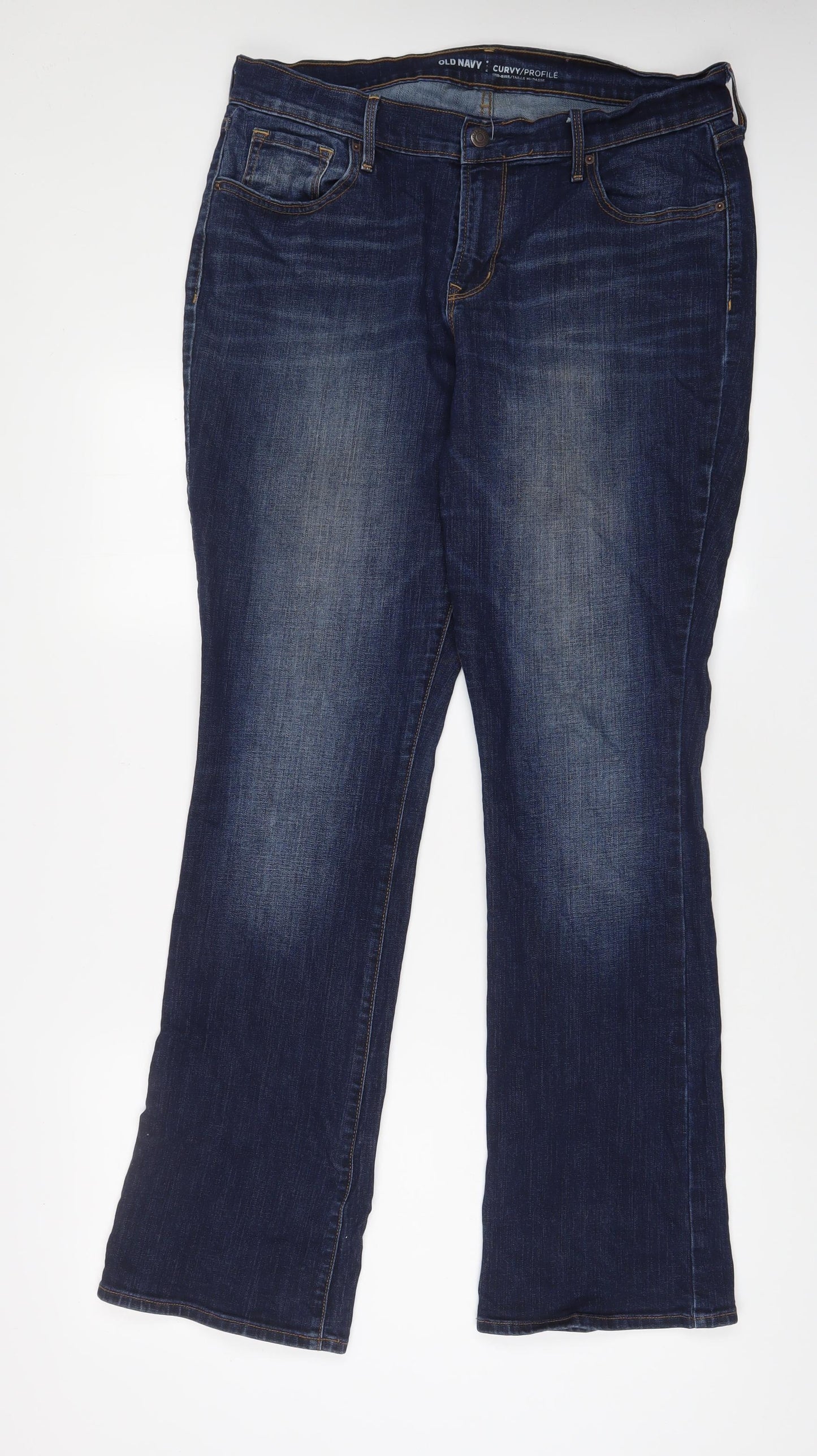 Old Navy Womens Blue Cotton Bootcut Jeans Size 14 L32 in Regular Zip