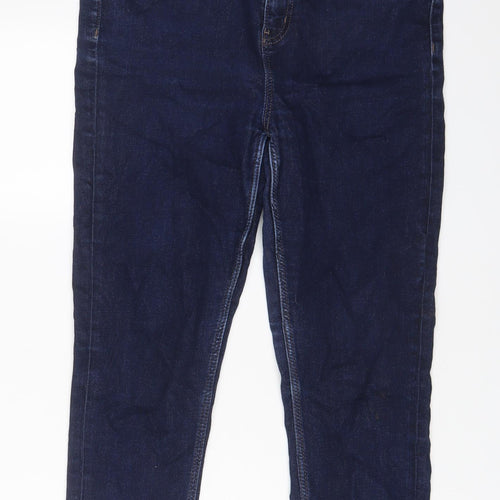 Marks and Spencer Womens Blue Cotton Skinny Jeans Size 14 L26 in Regular Zip