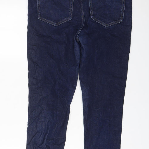 Marks and Spencer Womens Blue Cotton Skinny Jeans Size 14 L26 in Regular Zip