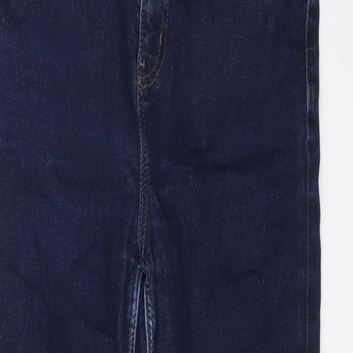 Marks and Spencer Womens Blue Cotton Skinny Jeans Size 14 L26 in Regular Zip