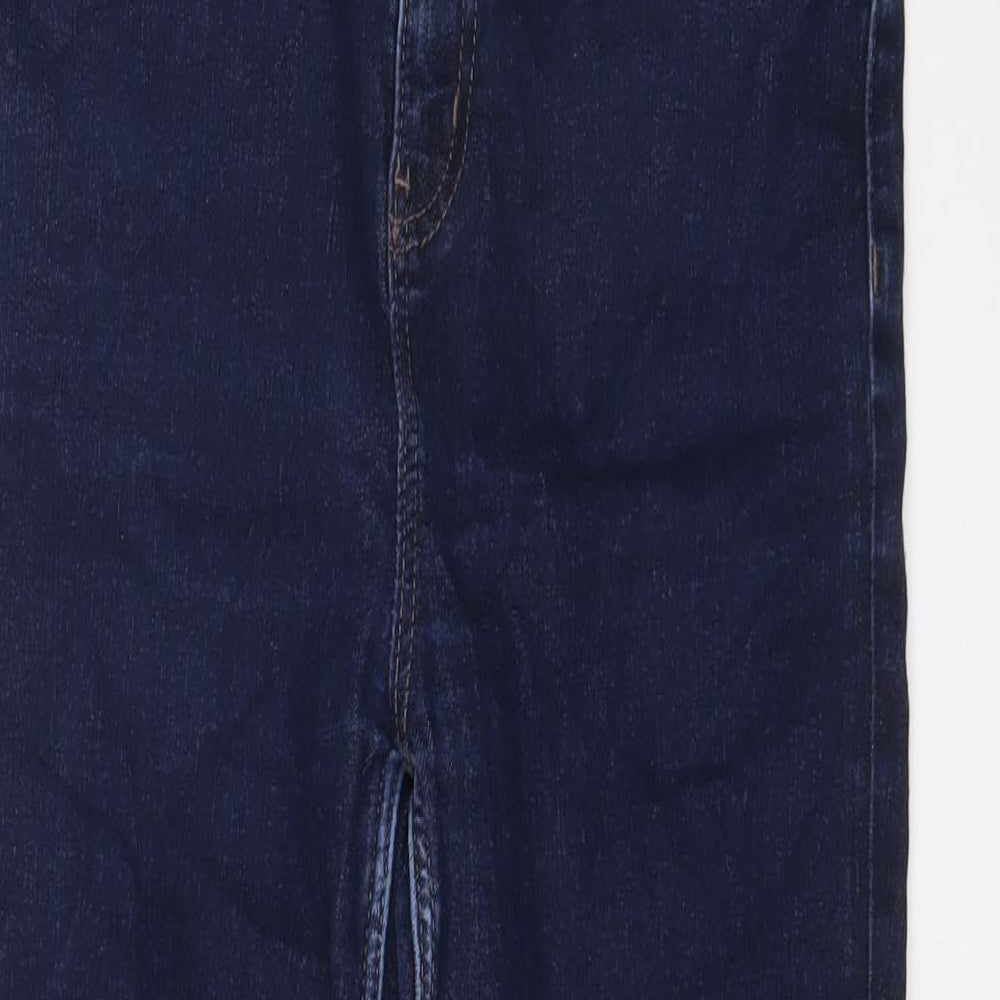 Marks and Spencer Womens Blue Cotton Skinny Jeans Size 14 L26 in Regular Zip