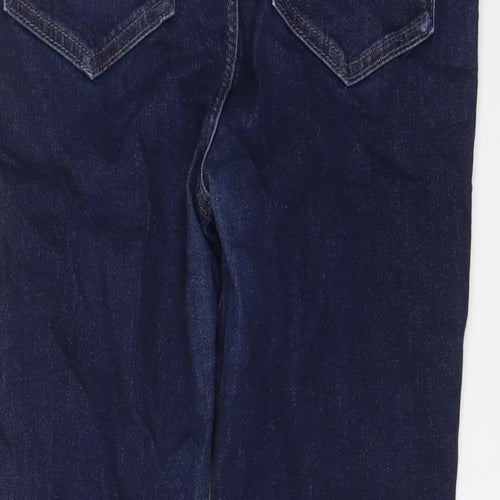 Marks and Spencer Womens Blue Cotton Skinny Jeans Size 14 L26 in Regular Zip