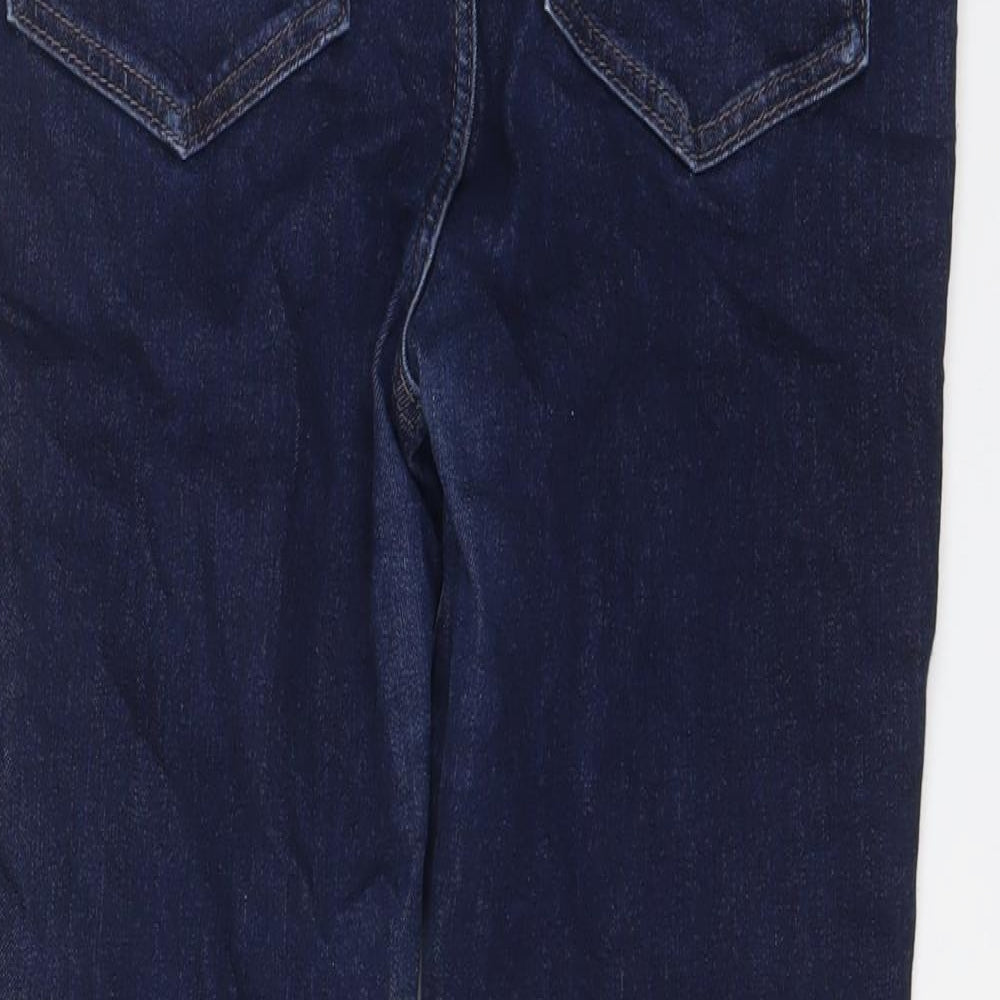 Marks and Spencer Womens Blue Cotton Skinny Jeans Size 14 L26 in Regular Zip