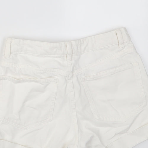 Mango Womens White Cotton Mom Shorts Size 6 L3 in Regular Zip