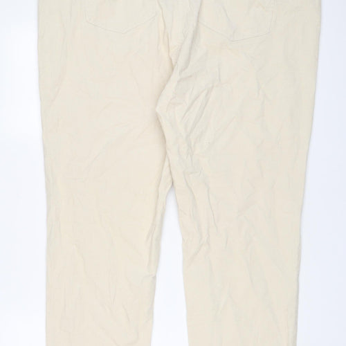 Marks and Spencer Womens Beige Cotton Trousers Size 24 L32 in Regular Zip