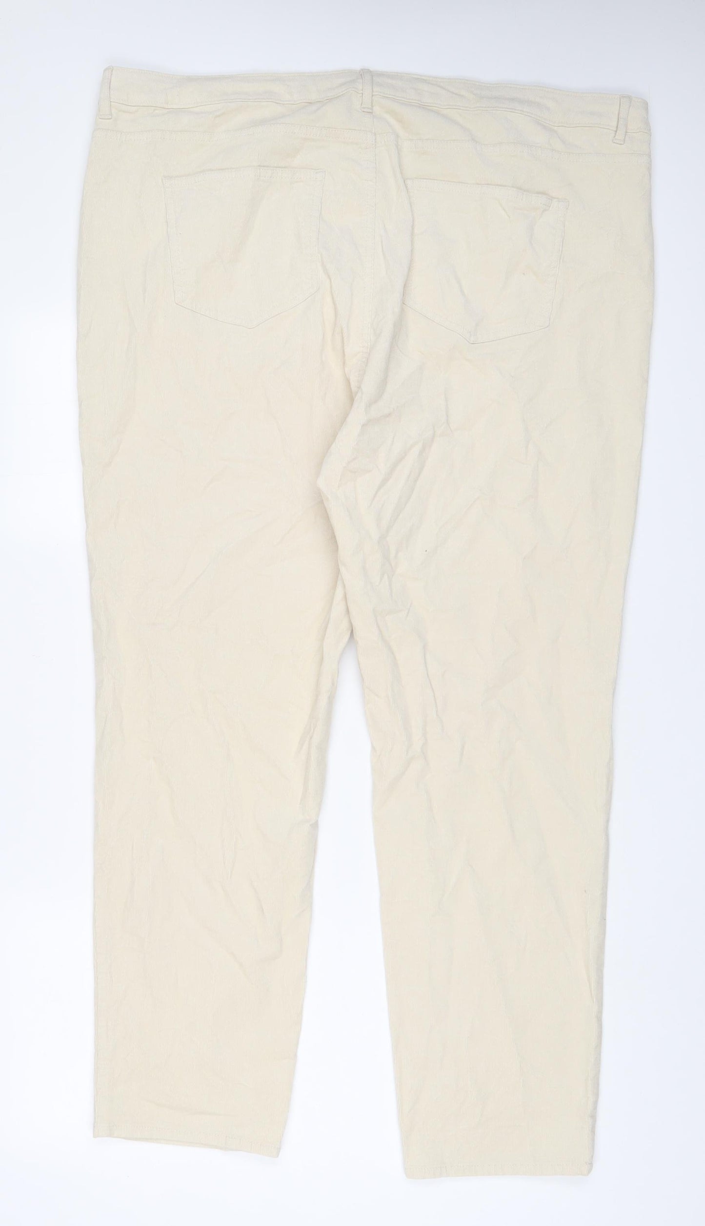 Marks and Spencer Womens Beige Cotton Trousers Size 24 L32 in Regular Zip