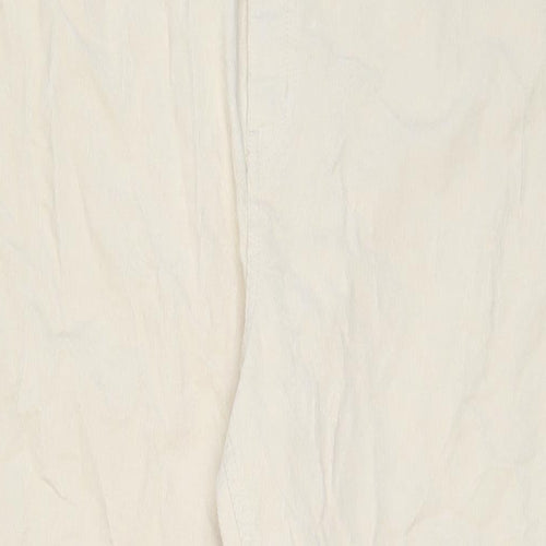 Marks and Spencer Womens Beige Cotton Trousers Size 24 L32 in Regular Zip