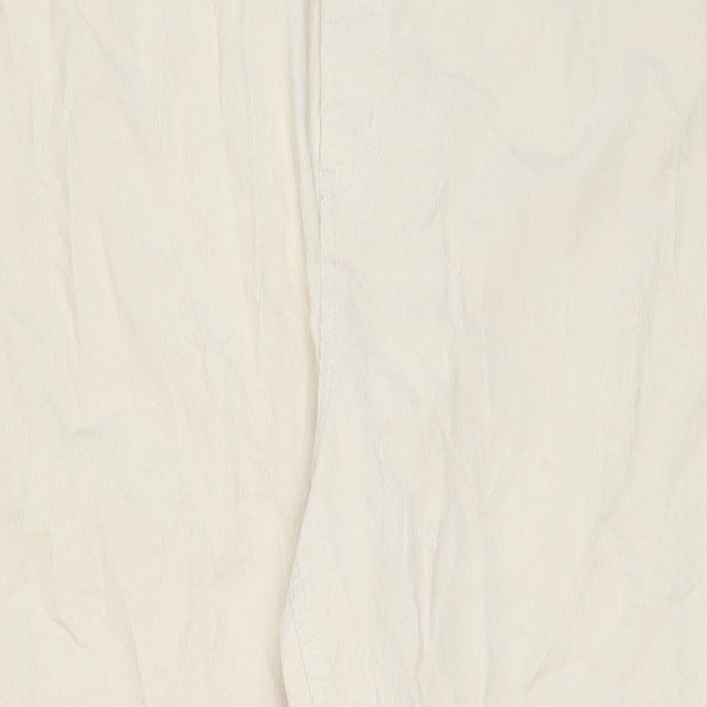 Marks and Spencer Womens Beige Cotton Trousers Size 24 L32 in Regular Zip