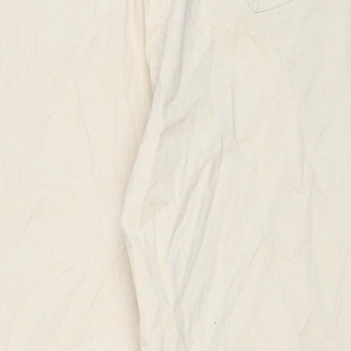 Marks and Spencer Womens Beige Cotton Trousers Size 24 L32 in Regular Zip