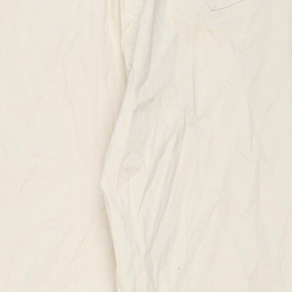 Marks and Spencer Womens Beige Cotton Trousers Size 24 L32 in Regular Zip
