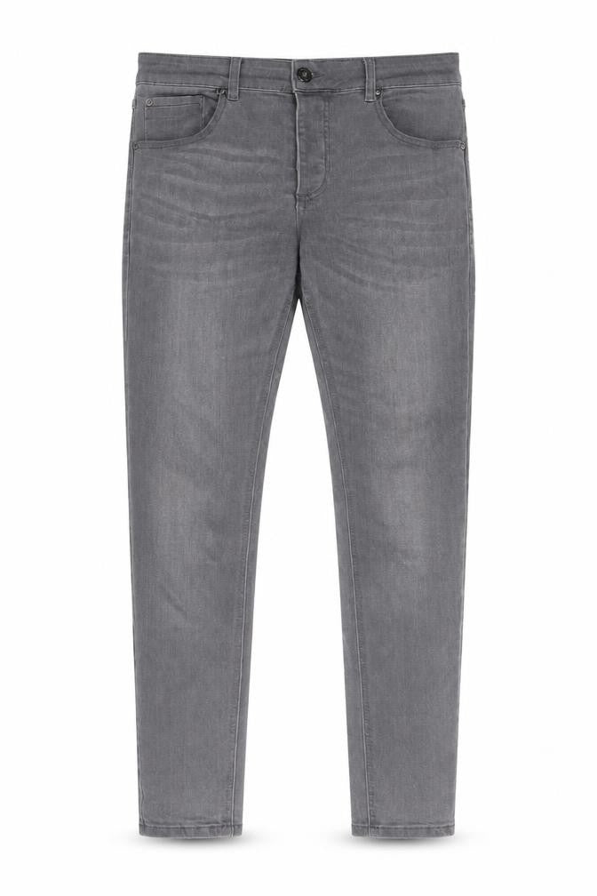 Front view of Asylum men’s red cotton skinny jeans, size 32, in, 29-inch leg regular button