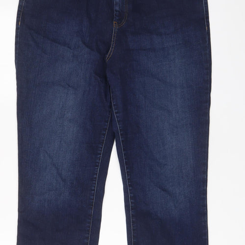 F&F Womens Blue Cotton Cropped Jeans Size 18 L23 in Regular Zip