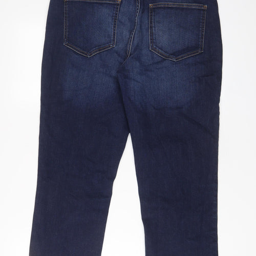 F&F Womens Blue Cotton Cropped Jeans Size 18 L23 in Regular Zip