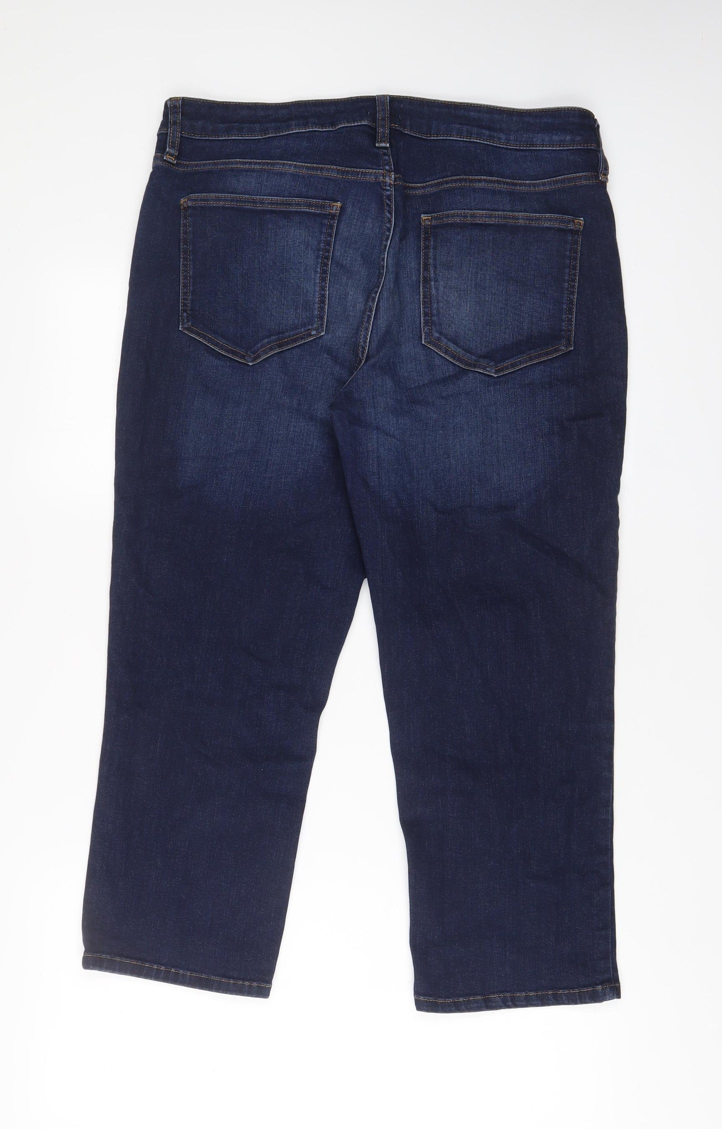 F&F Womens Blue Cotton Cropped Jeans Size 18 L23 in Regular Zip