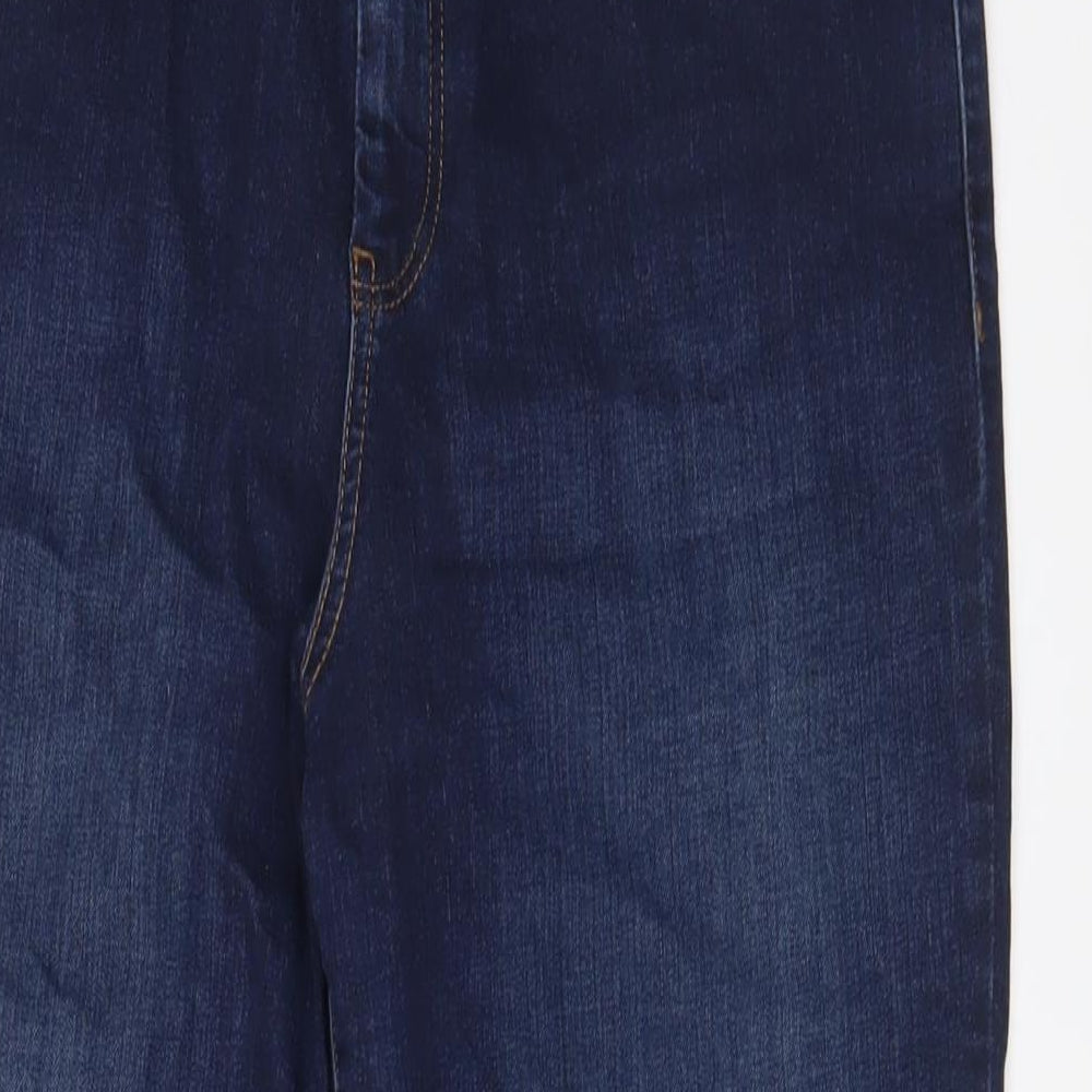F&F Womens Blue Cotton Cropped Jeans Size 18 L23 in Regular Zip