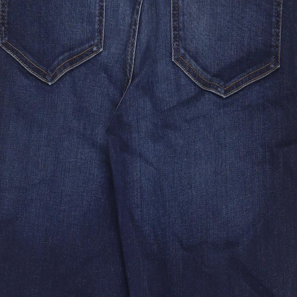 F&F Womens Blue Cotton Cropped Jeans Size 18 L23 in Regular Zip