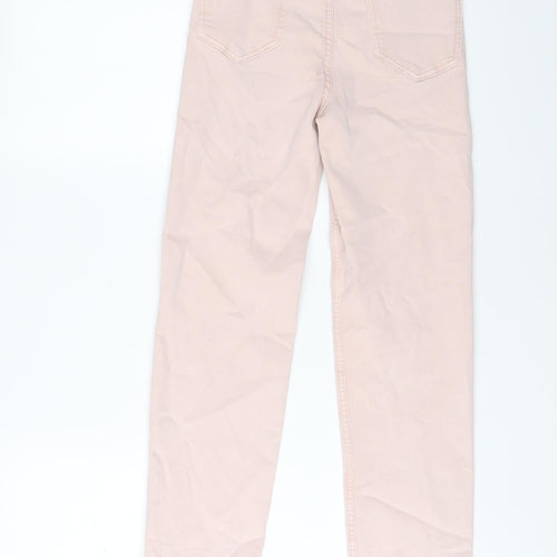 Marks and Spencer Womens Pink Cotton Cropped Jeans Size 6 L25 in Slim Zip