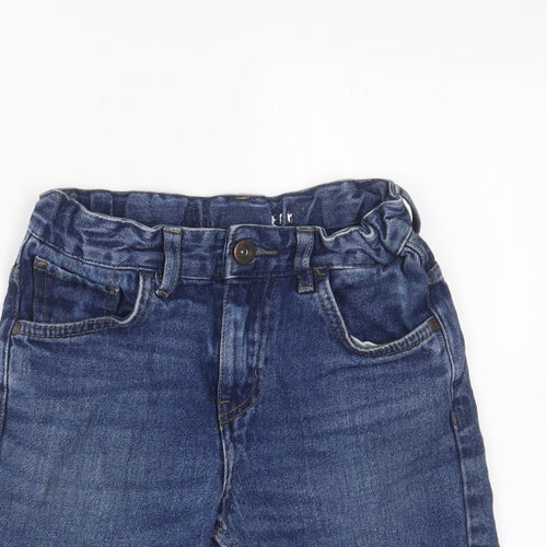 Matalan Boys Blue Cotton Bermuda Shorts Size 9 Years L7 in Regular Zip - Adjustable waist, Pockets