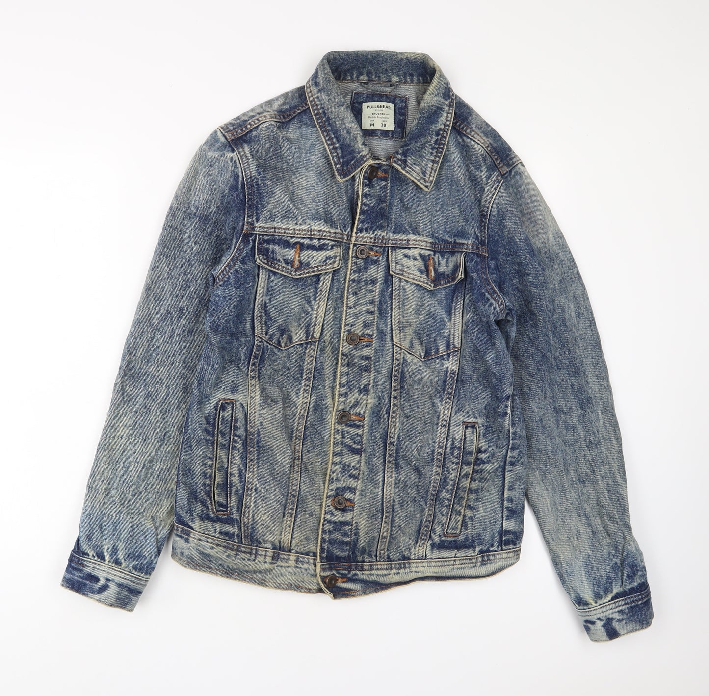 Pull&Bear Mens Blue Jacket Size M Button