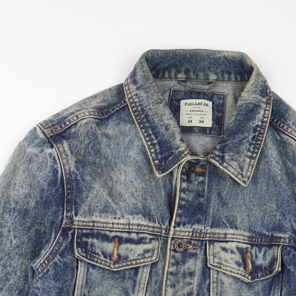 Pull&Bear Mens Blue Jacket Size M Button