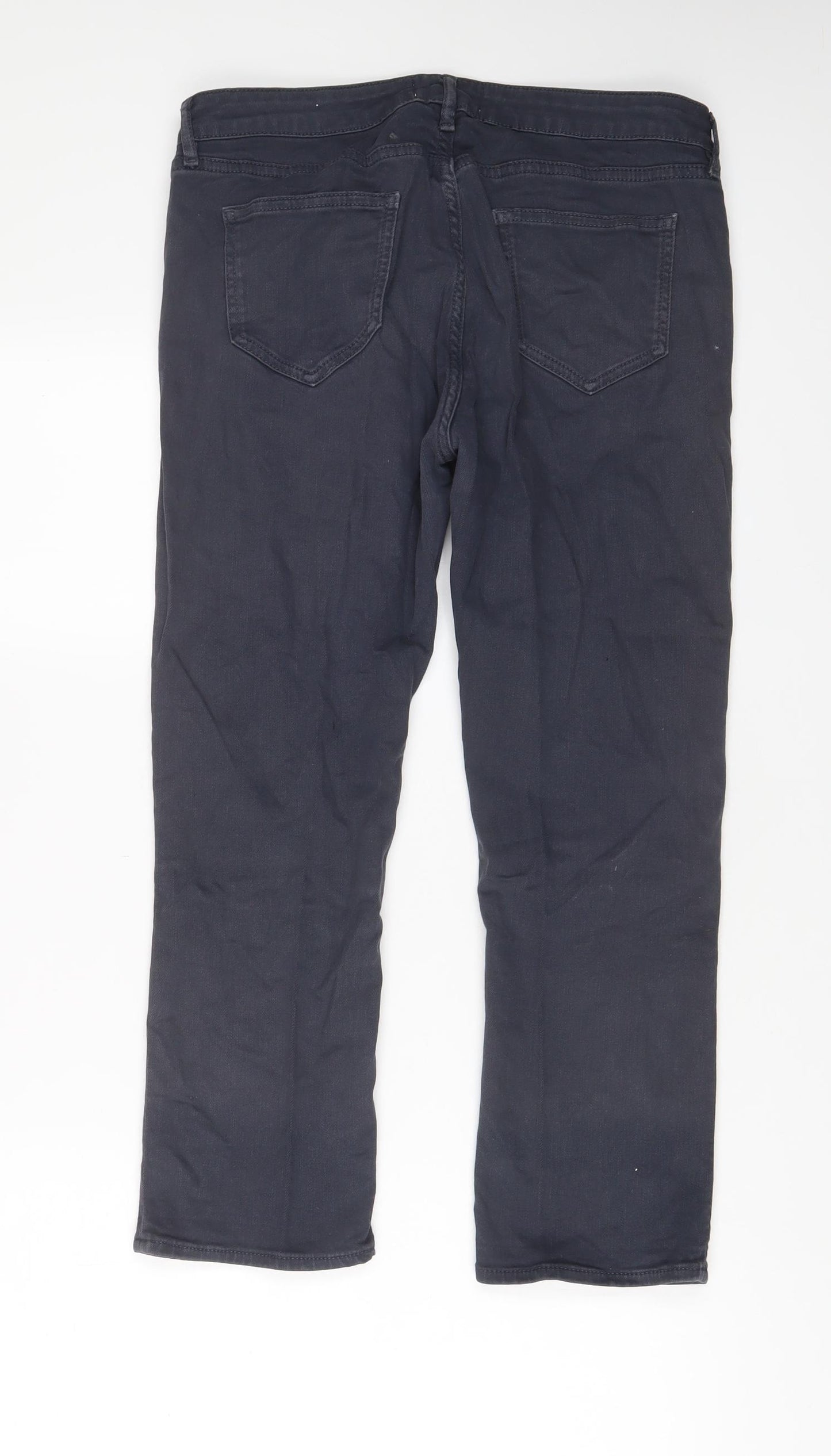 Fat Face Womens Blue Cotton Cropped Jeans Size 12 L24 in Regular Zip