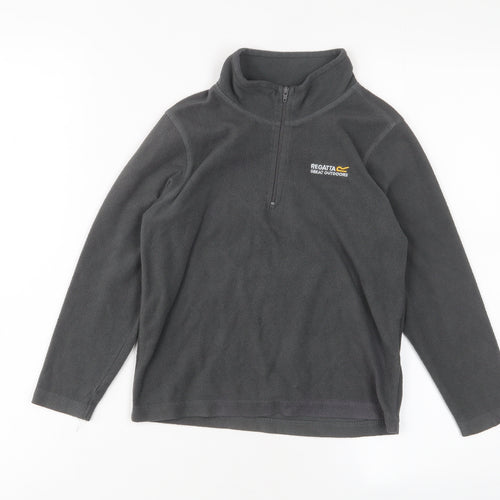 Regatta Boys Grey Polyester Pullover Sweatshirt Size 7-8 Years Zip - Logo, Embroidered