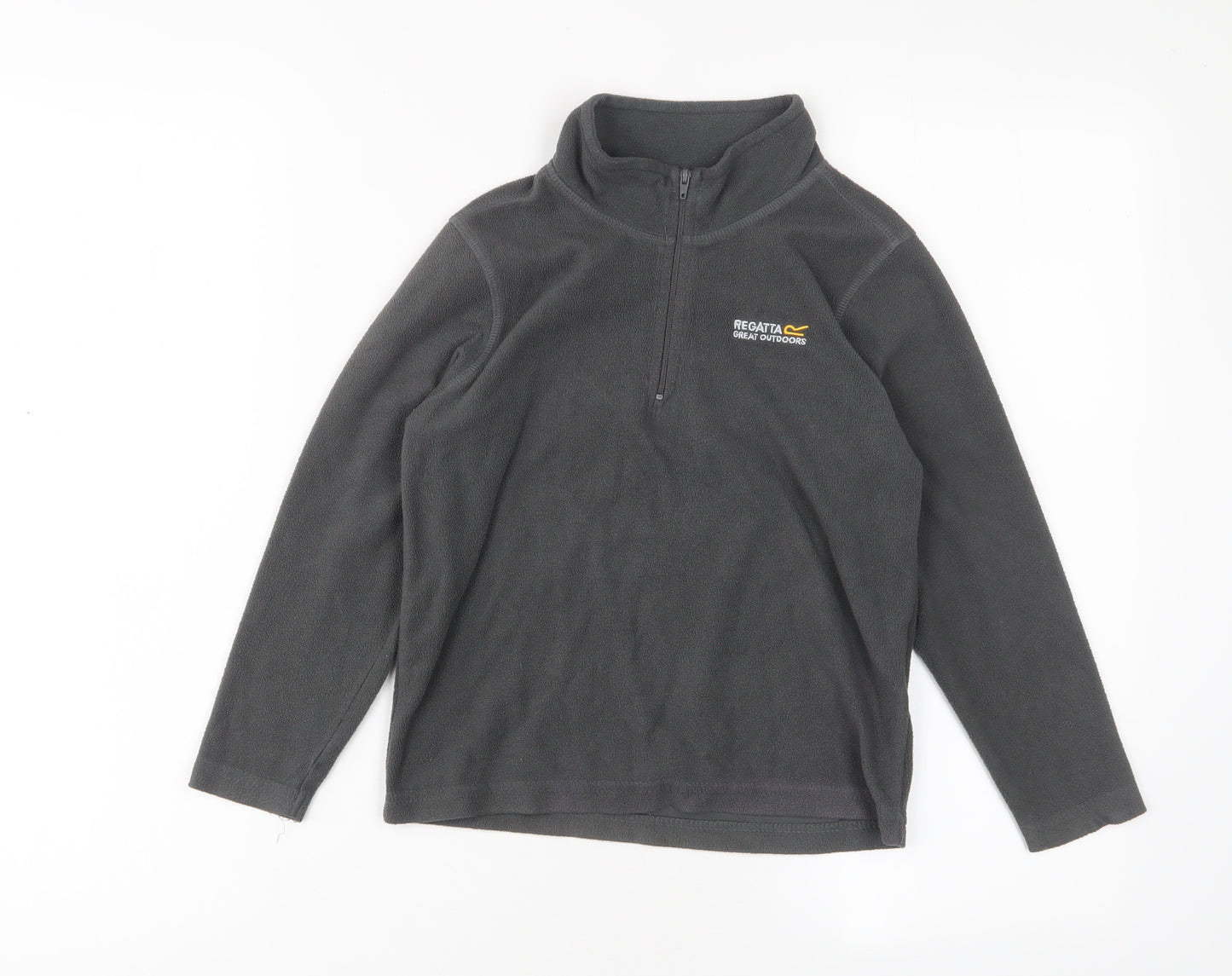 Regatta Boys Grey Polyester Pullover Sweatshirt Size 7-8 Years Zip - Logo, Embroidered