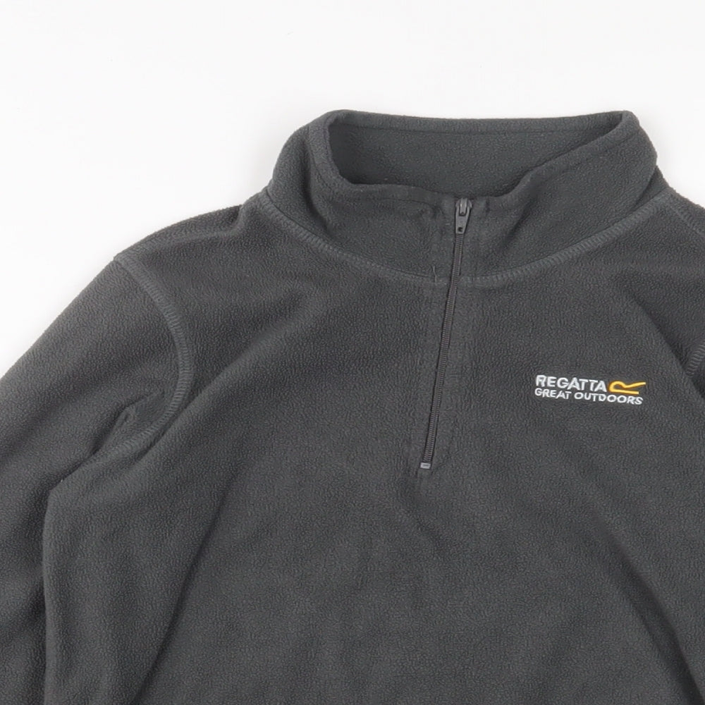 Regatta Boys Grey Polyester Pullover Sweatshirt Size 7-8 Years Zip - Logo, Embroidered
