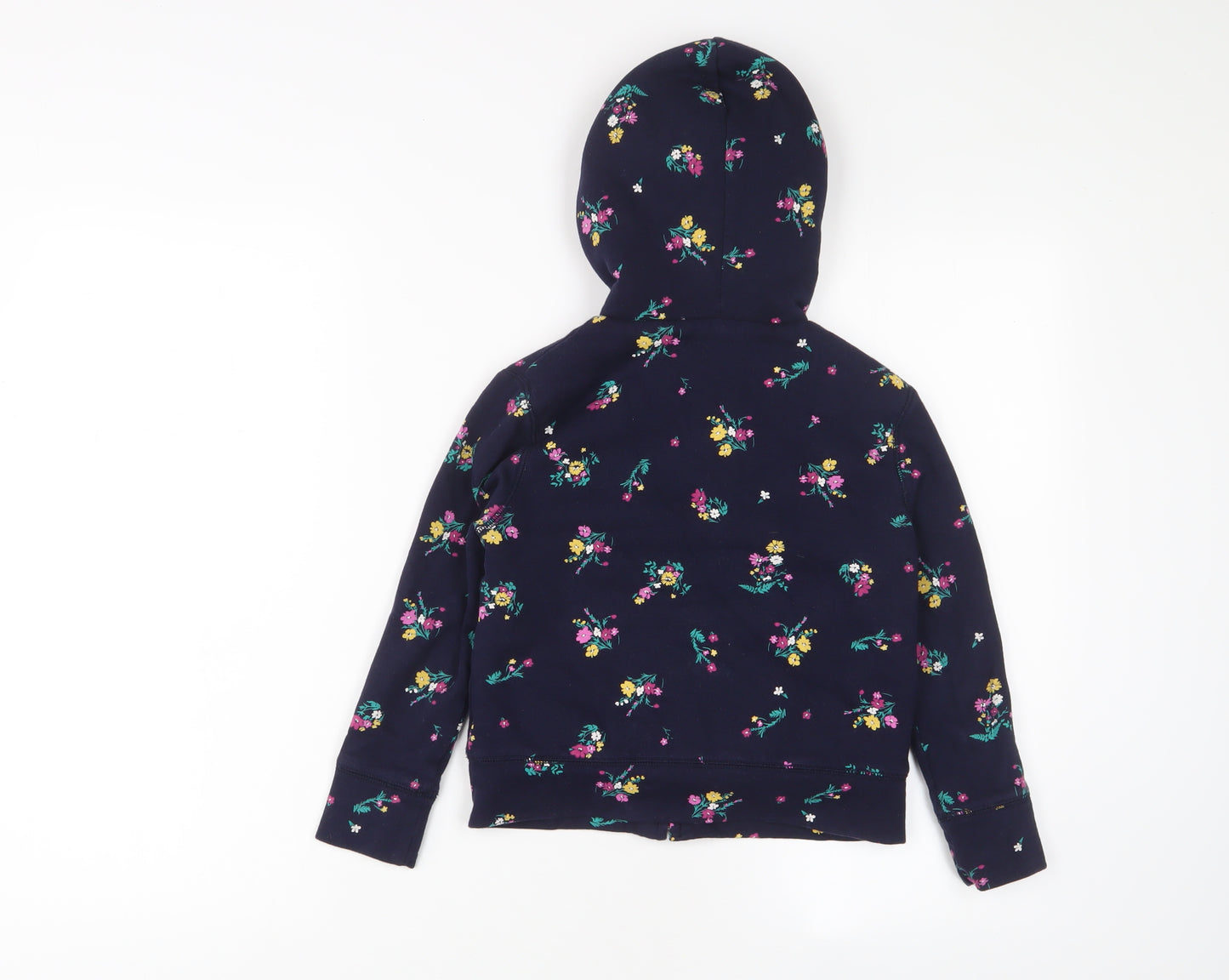 Gap Girls Blue Floral Cotton Full Zip Hoodie Size 6-7 Years Zip - Pockets