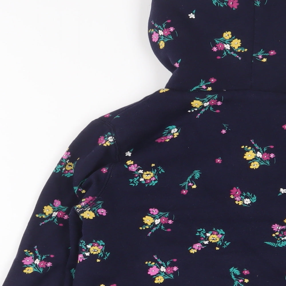 Gap Girls Blue Floral Cotton Full Zip Hoodie Size 6-7 Years Zip - Pockets