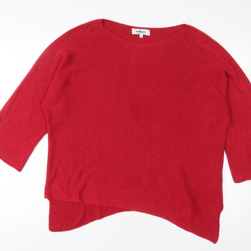 Isabella D Womens Red Boat Neck Acrylic Pullover Jumper Size M - Oversized