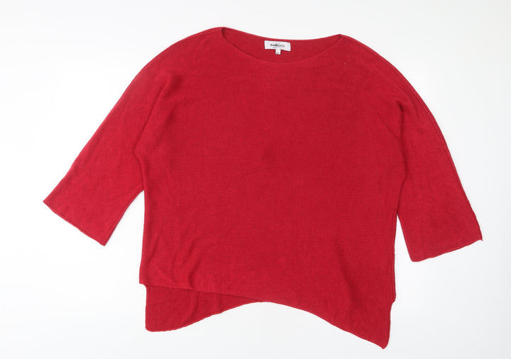 Isabella D Womens Red Boat Neck Acrylic Pullover Jumper Size M - Oversized