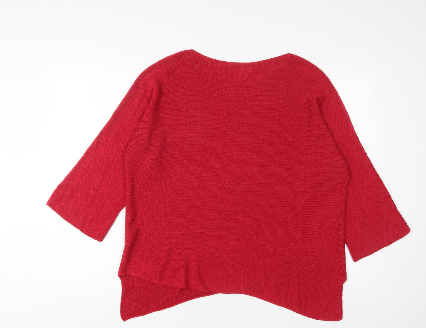 Isabella D Womens Red Boat Neck Acrylic Pullover Jumper Size M - Oversized