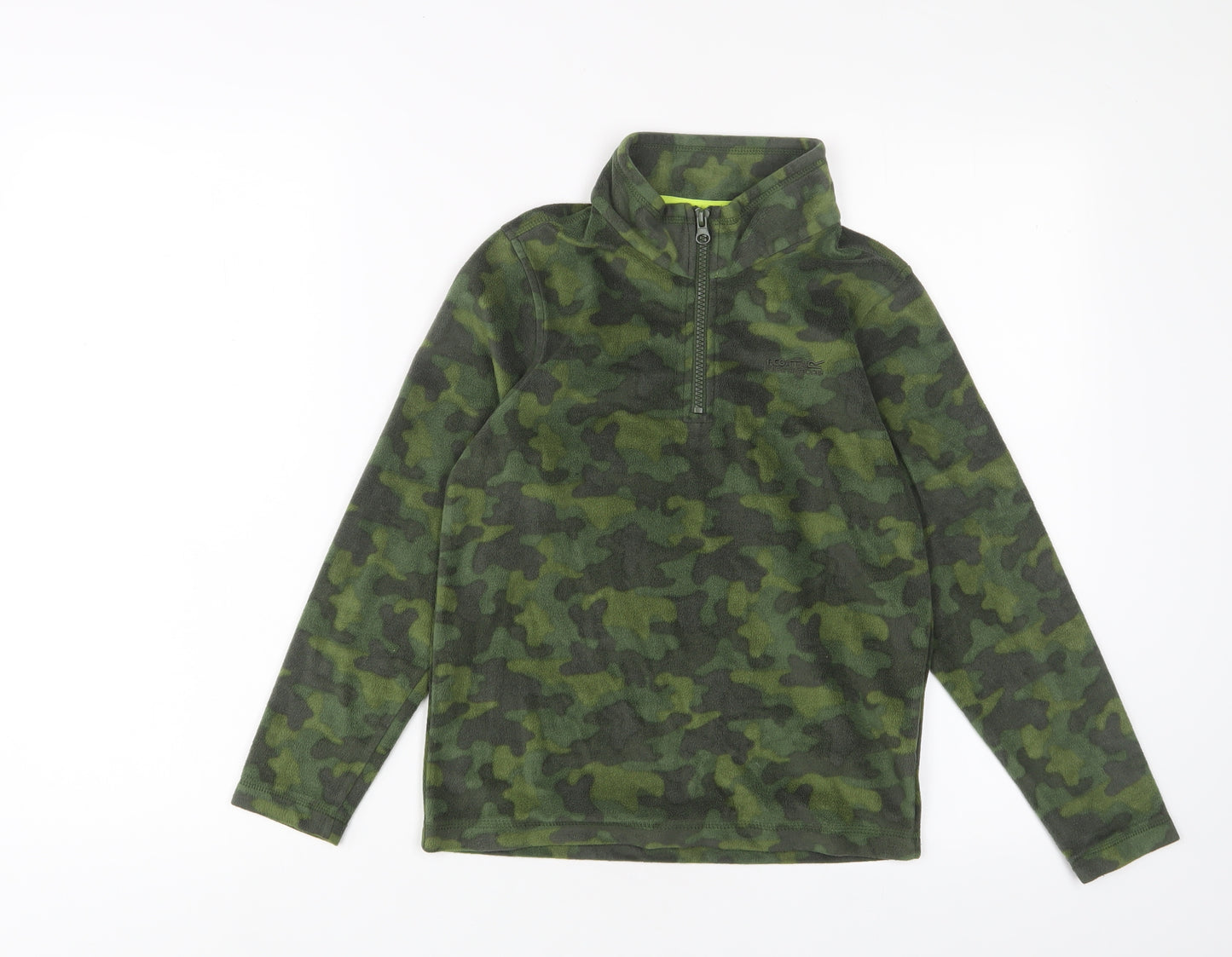 Regatta Boys Green Camouflage Polyester Pullover Sweatshirt Size 9-10 Years Zip - Logo, Embroidered